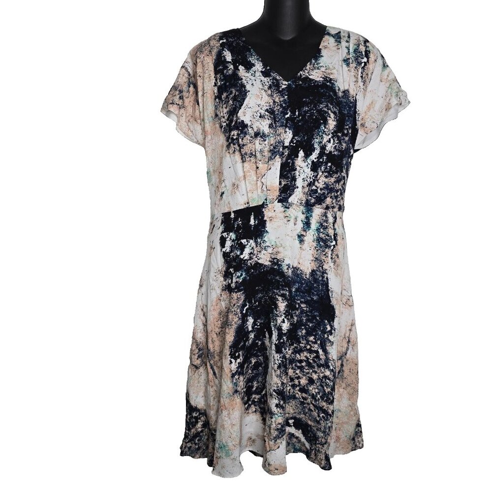 The Limited Womens Dress 12 Splatter Grunge Artsy Tie Abstract Knee Length NEW